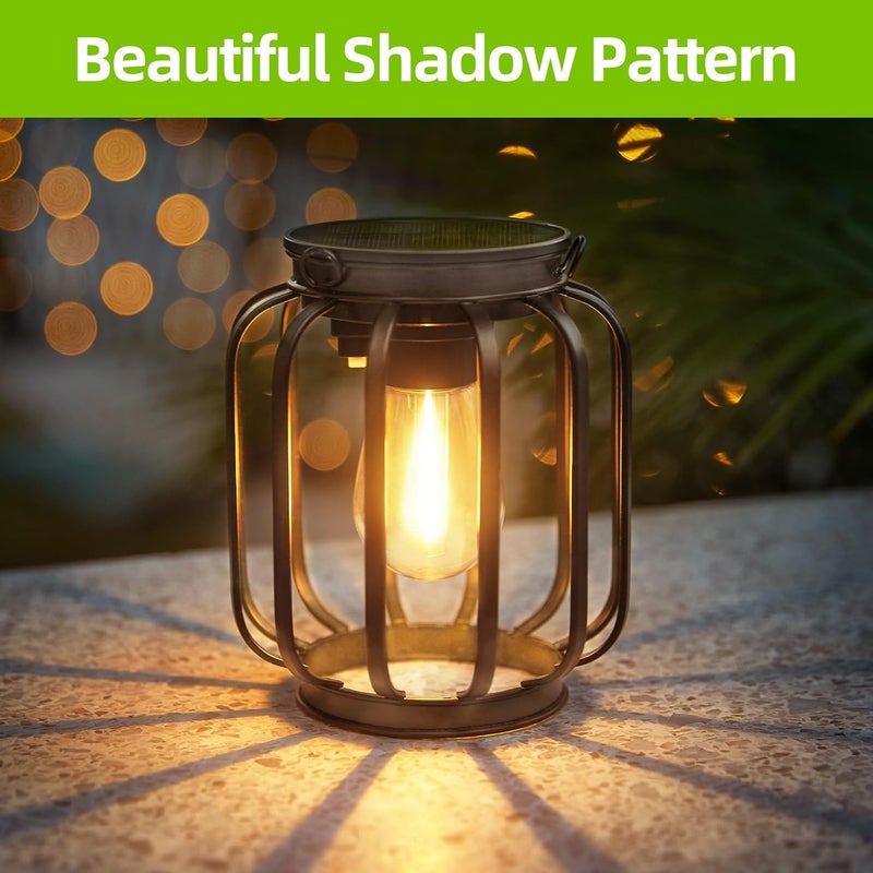 BONLION Solar Hanging Lanterns Outdoor Waterproof: 4 Pack Metal Solar-Powered Lights with Hook, Bright Warm Lantern Decor for Outside, Classic Outdoor Lighting for Yard Garden Patio Porch Balcony Decorations - Image 5